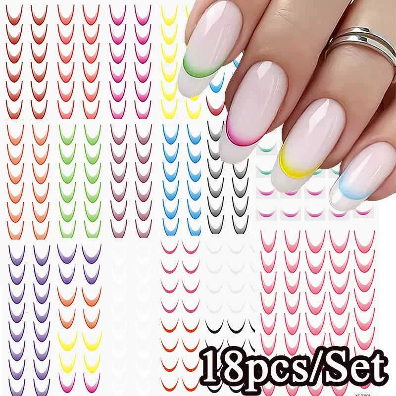 Set de autocolante MAFANAILS cu gradient francez - 14 piese 5D