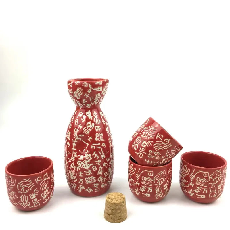 Japanese Style Sake Pot Household Retro Small Wine Cup White Wine Pot Hot Wine Pot Warm Wine Pot Wine Glass Ceramic Sake Set
