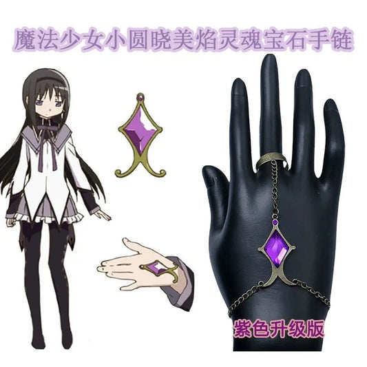Brățară Akemi Homura pentru femei, stras, brățări pentru femei, bijuterii pentru cupluri, metal, Puella Magi Madoka Magica, Bague Femme