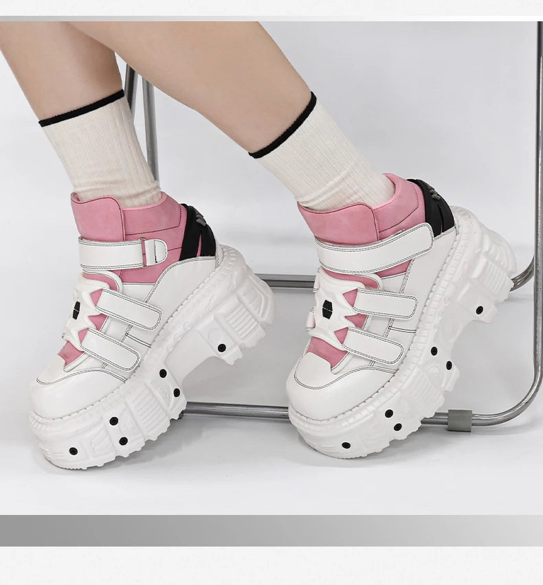 U-DOUBLE Punk Ankle Boots Gothic - Plateau 7cm Schnürung