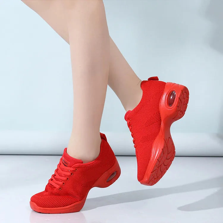Sneakers Dance Shoes For Women Flying Woven Mesh Comfortable Modern Jazz Dancing Shoes Girls Ladies Outdoor Sports Shoes