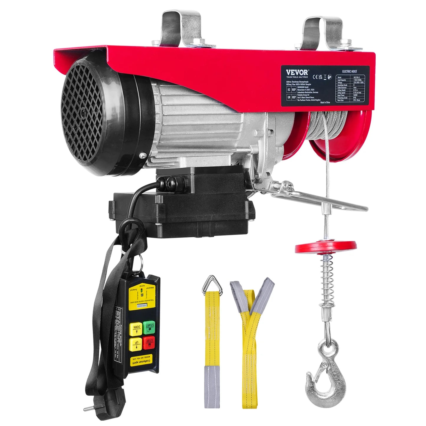 VEVOR 400-1000kg Elektrischer Palan Hebezeug Kabelhaspel Winch für Boot Auto Garage Aufzug mit Wired Remote Control Lifter