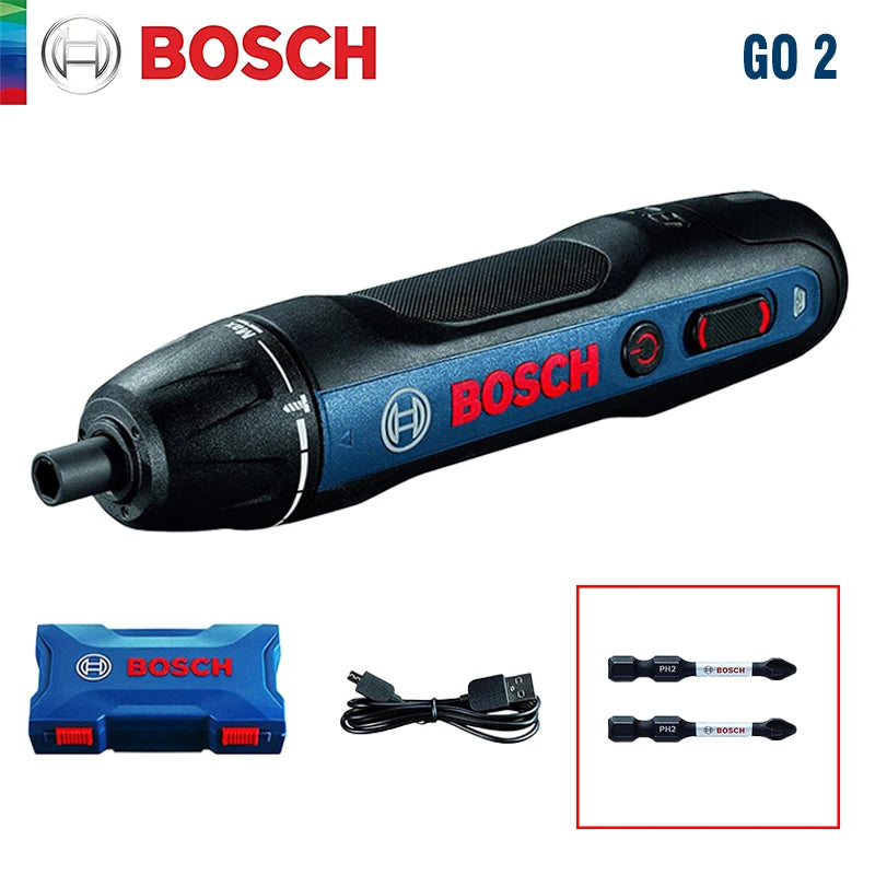Bosch GO 3 /GO2 Cordless Screwdriver 3.6V Rechargeable Electric Screw Driver Multi-Function Drill Repairing Power Tools Kit GO 2