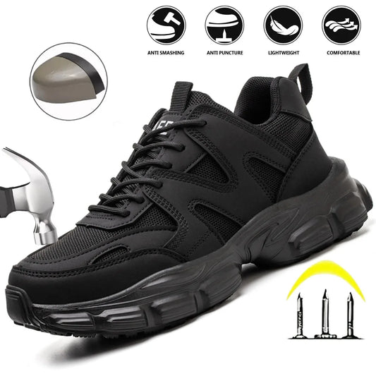 New Women Safety Shoes Anti-smash Anti-puncture Work Shoes Breathable Lightweight Work Sneakers Indestructible Women Shoes Boots