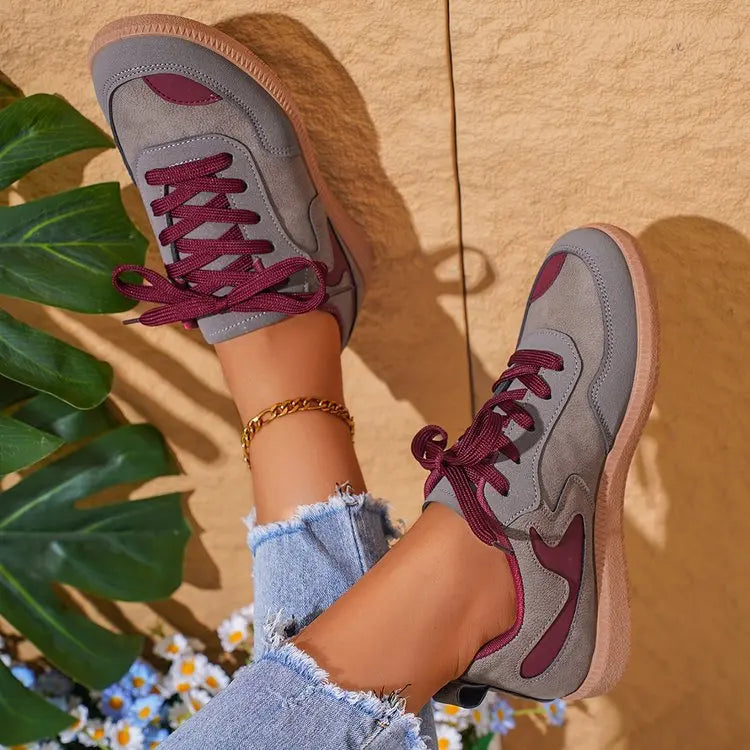 Sneakers Women Fashion Platform Casual Single Shoes Breathable Flat Bottom Lace Up Lightweight Sneakers Shoes Zapatos De Mujer