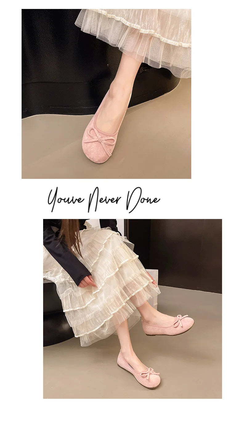 Frauen Ballett Flache Schuhe 2025 - Vier Jahreszeiten Komfortabel Anti Rutsch - Outdoor Casual Schuhe Fashion Schleifenknoten Retro Candy Farbe Damen Schuhe