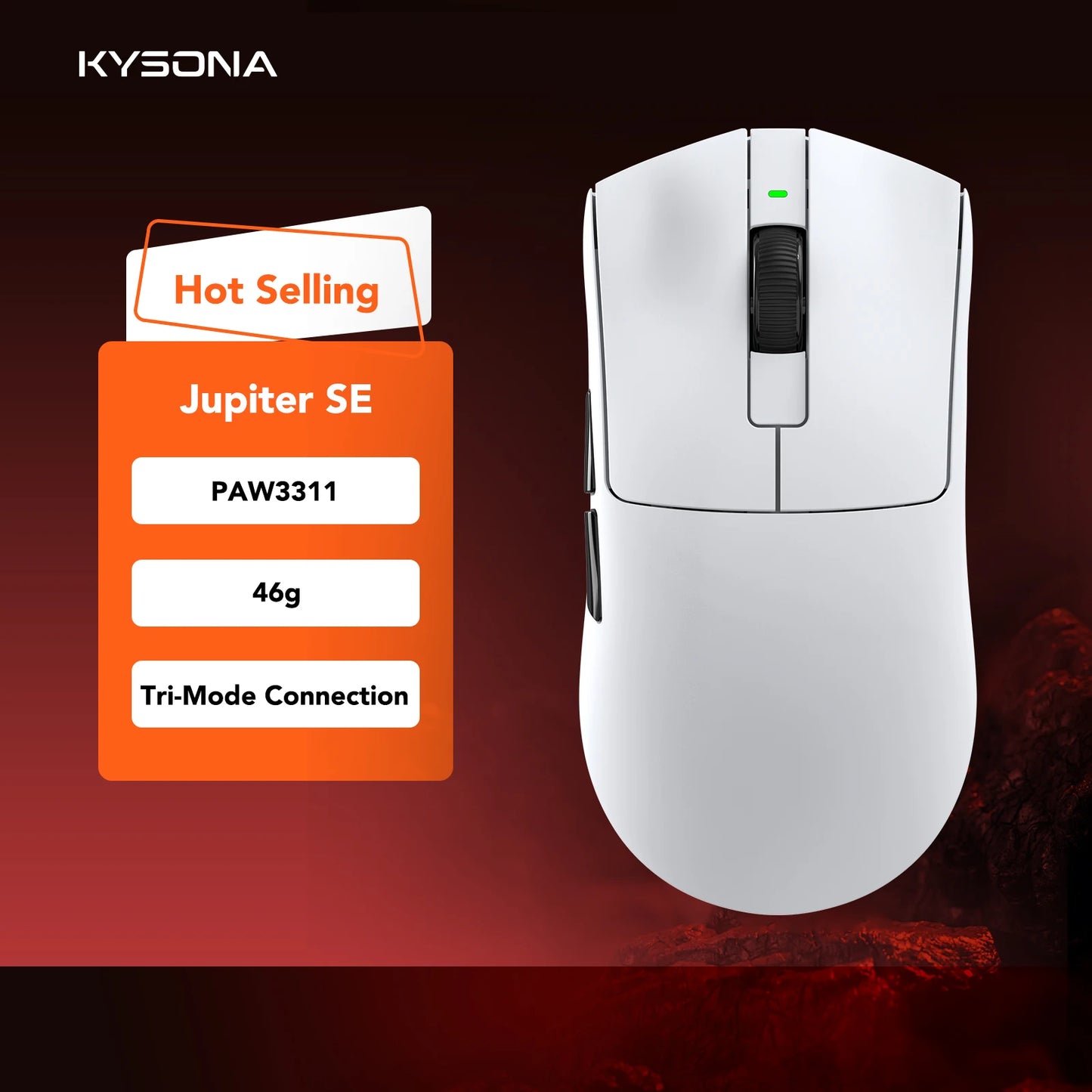 Mouse de gaming wireless Kysona Jupiter - 26000DPI 49g BT