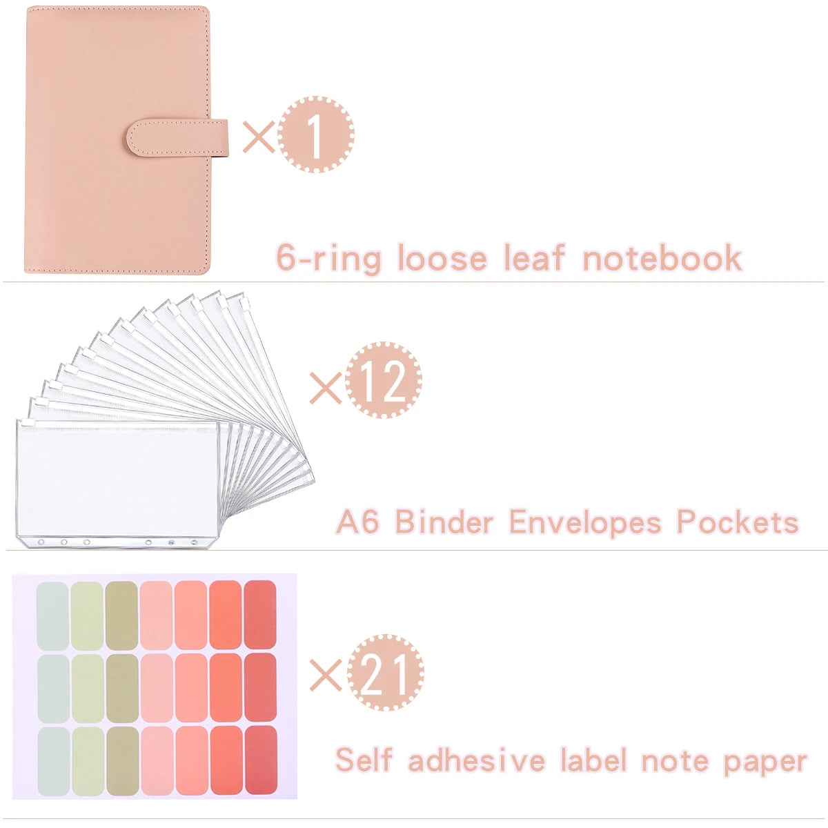 Coliky A5 A6 PU Leder Organizer - 6 Ringe 12 Taschen