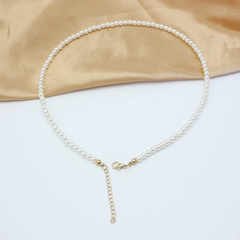 DAIZHEMEI GIFT Perlenkette Mit Anhänger - 42 5cm Beige