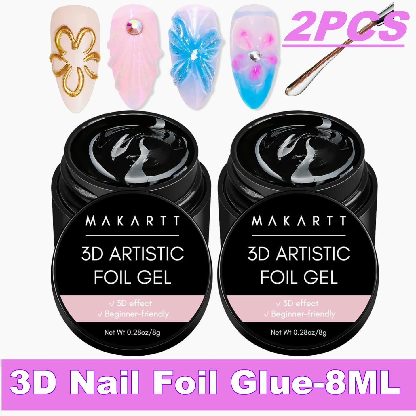 Lipici pentru unghii 2025: Lipici folie 3D Makartt 8ml - Colecție de geluri de transfer