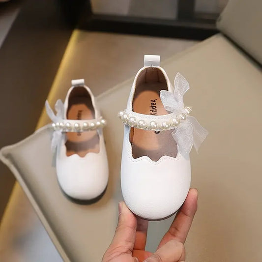 Mädchen Performance Schuhe 2025 - Frühling Herbst Baby Weiche Sohle Flats - Kinder Prinzessin Perlen Mary Janes mit Spitze Süß 7-13J