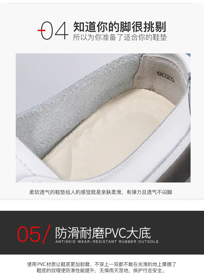 Ladies Sneakers 2024 Spring Genuine Leather Casual Walking Shoes Women Fashion Summer Flats Youth Girl Student Jogging Trainers