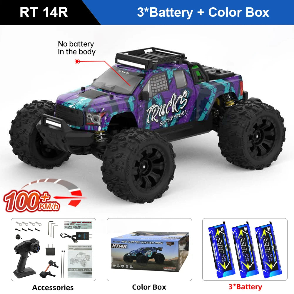 RC-Rennwagen 2025: Teeggi 1:14 High Speed Rc Off-road Car 4WD 100KM/H - Brushless Motor 3S Remote Control Drift Racing Cars Toys For Childrens Gift Collection
