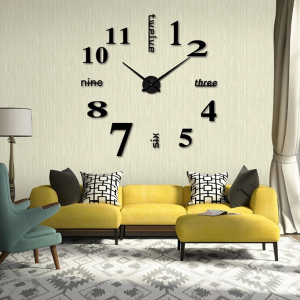 Wall Clock Watch Clocks 3D DIY Mirror Stickers Living Room Europe Style Wall Home Decoration Hanging Watch Drop Shipping
