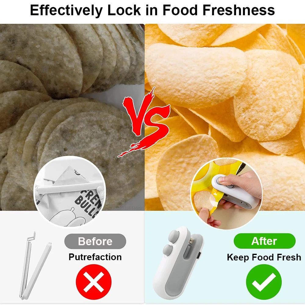 Xiaomi Mini Vacuum Bag Sealing Machine Package Sealer Bags Plastic Food Sealer Clip Bag Handheld Sealer Food Packaging For Home
