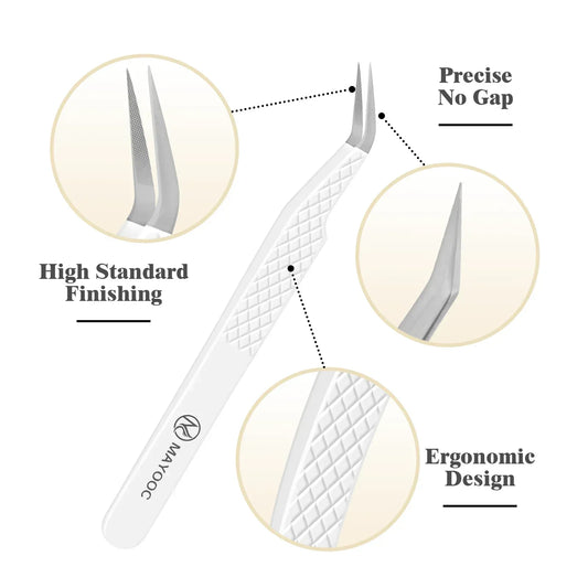 Eyelash Extensions Tweezers With Fiber Tips Lash Artists High Precision Superhard Anti-Static Tweezer Makeup Tools Custom Logo - Golden Bridge Store