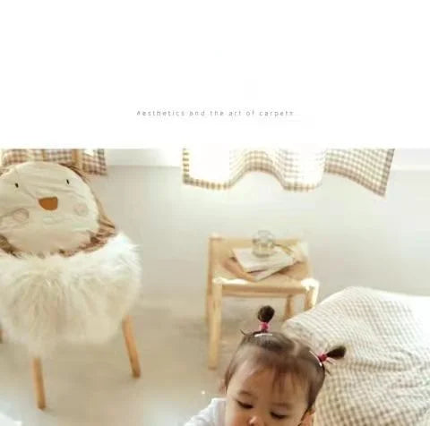 Photography Props Cartoon Round Shape Mat for Children Kid Play Pad Round Carpet Lion Playmat Living Room Carpet Rug for Bedroom