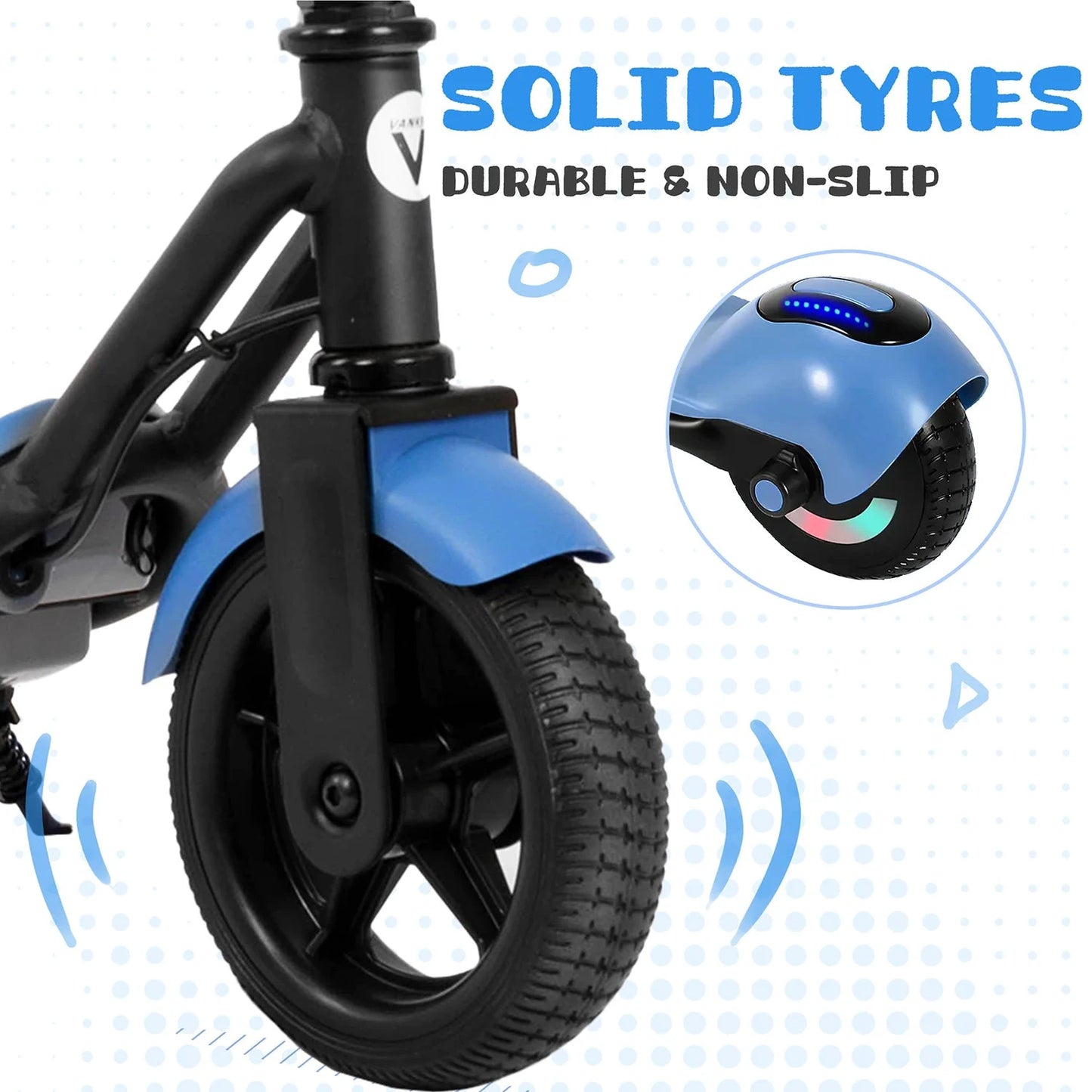 Vankel 6,5-Zoll-Elektroroller für Kinder für Jungen und Mädchen mit Bluetooth-Regenbogenlichtern, 8–10 km Reichweite, LCD-Display, Kinderroller