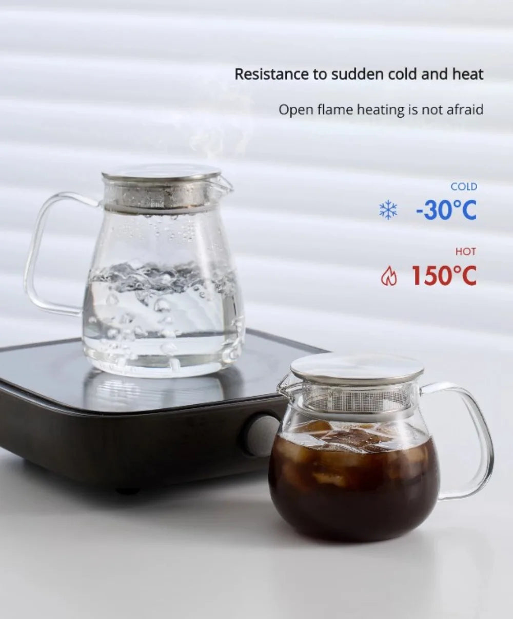 Aihogard Glas Kaffeekanne Hitzebeständig - 450ml Filter