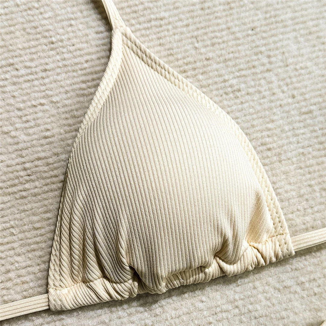 4PCS Halter Bikini Set Sarong Langarm - Vierteilig S M L