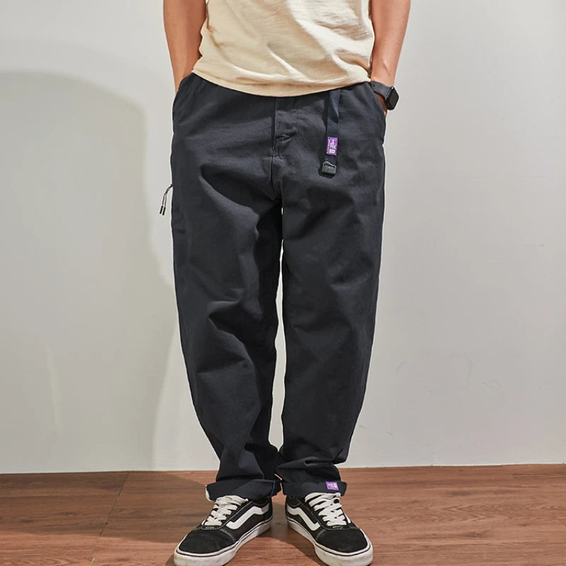 Baggy, verjüngte Casual-Hose aus Baumwolle für Herbst und Winter, Männer-Overalls