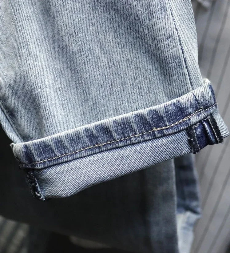 Jeans for Men Trousers Graphic Man Cowboy Pants with Pockets Cropped Korean Fashion Wide Leg Retro 2024 Trend Xs Cotton Regular