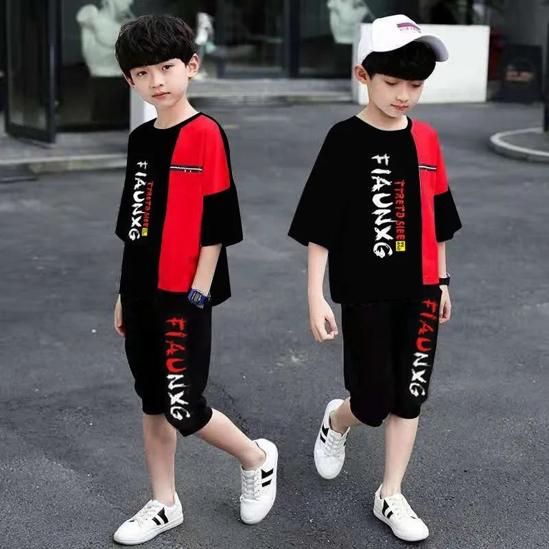 Jungen-Trainingsanzug 2025: Letter-Print Tracksuit - Athletic Performance Set