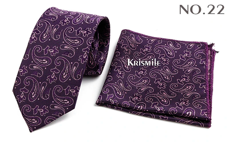 Novelty Paisley Tie Pocket Square Set For Men Skinny Slim 6cm Necktie Fit Business Wedding Party Stage Host Daily Wear Accessory