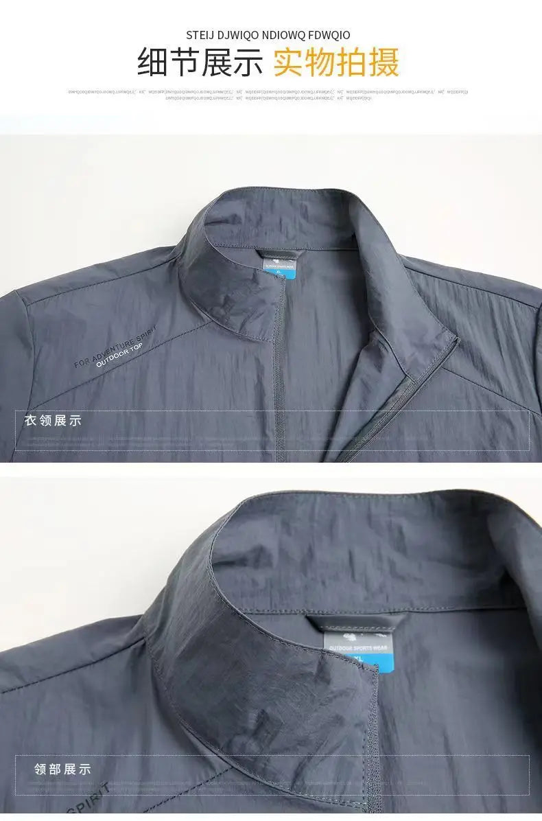 New Fashion Quick Drying Breathable Jacket for Man Loose Casual Stand Collar Coats Pocket Solid Outwears Sports Men's Clothing