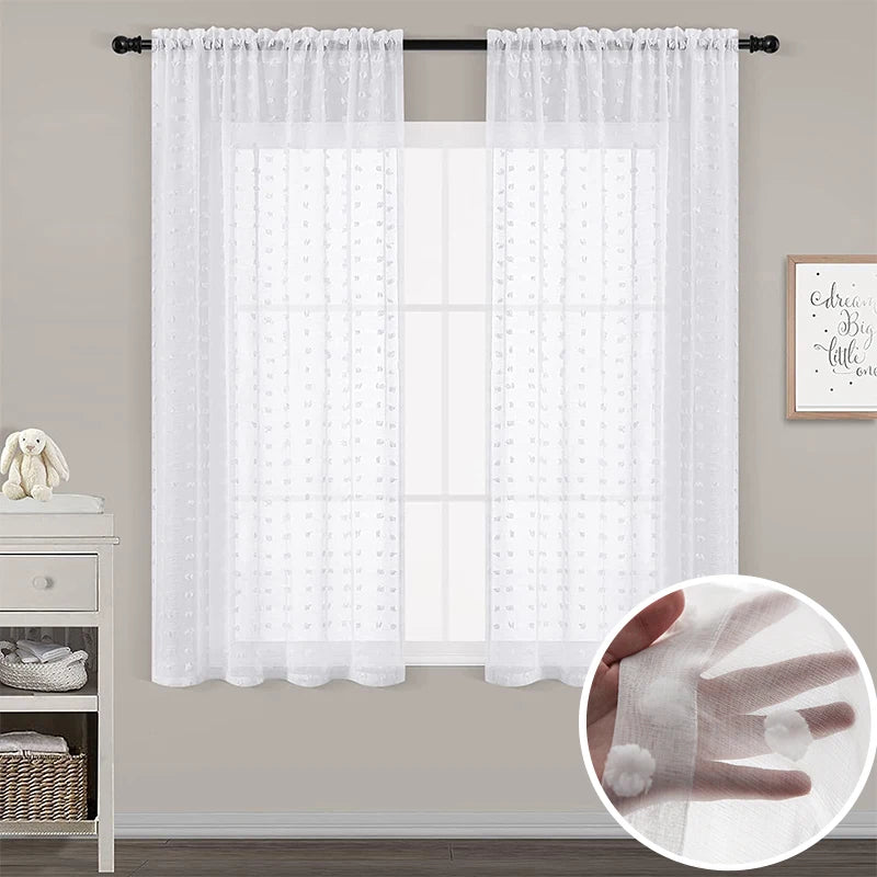 Cute Style White Short Curtains For Living Room Bedroom Curtains For Chic Girls Kids Window Kitchen Bathroom Camper Small Drapes