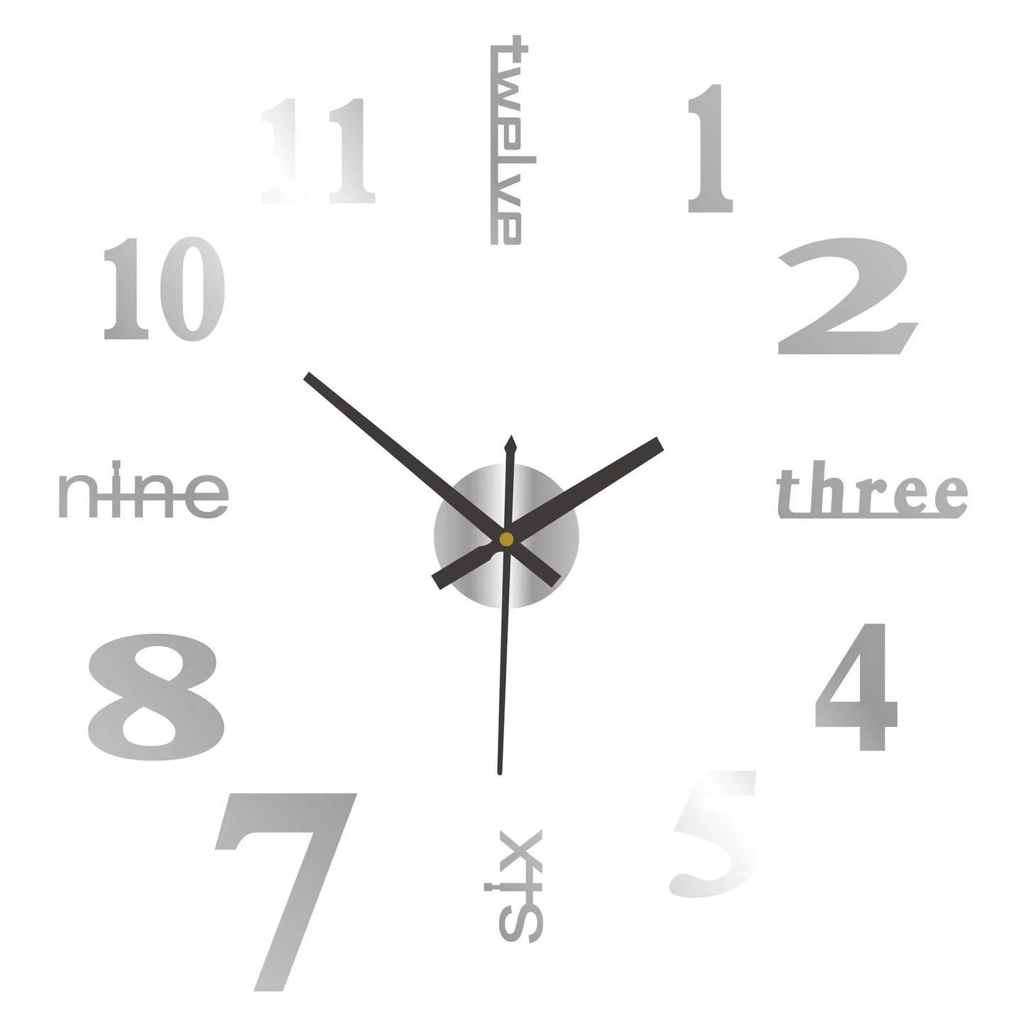 Kreatywny zegar DIY 3D, naklejka ścienna, dekoracyjny zegar, prosty, nowoczesny design, cyfrowy zegar DIY, wyciszający zegar ścienny