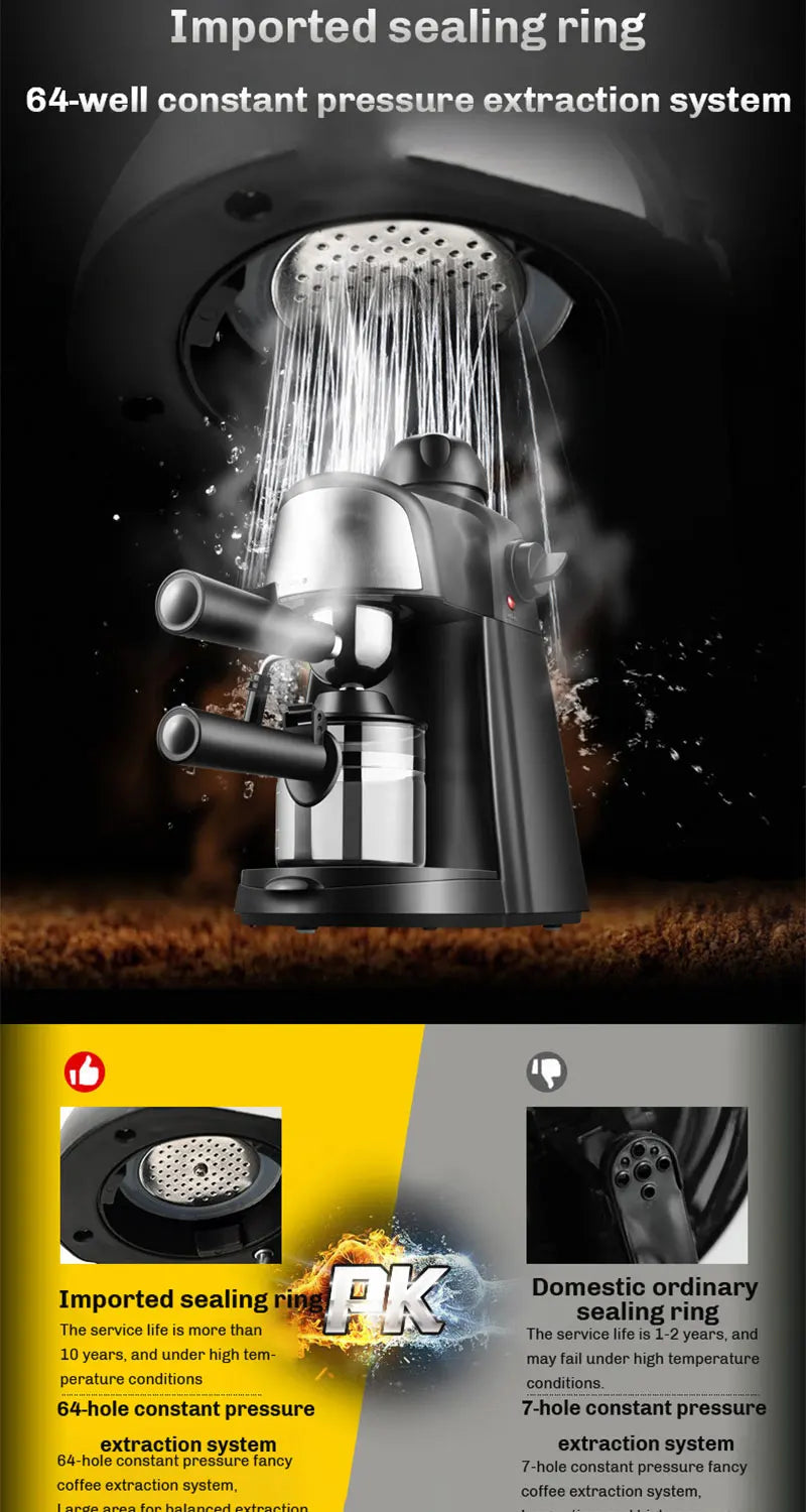 Elektrisch Italienisch Kaffeemaschine 5 Bar Professional Espresso Kaffee Maker Automatisch Semi Automatisch Espresso Cappuccino 220V EU Stecker