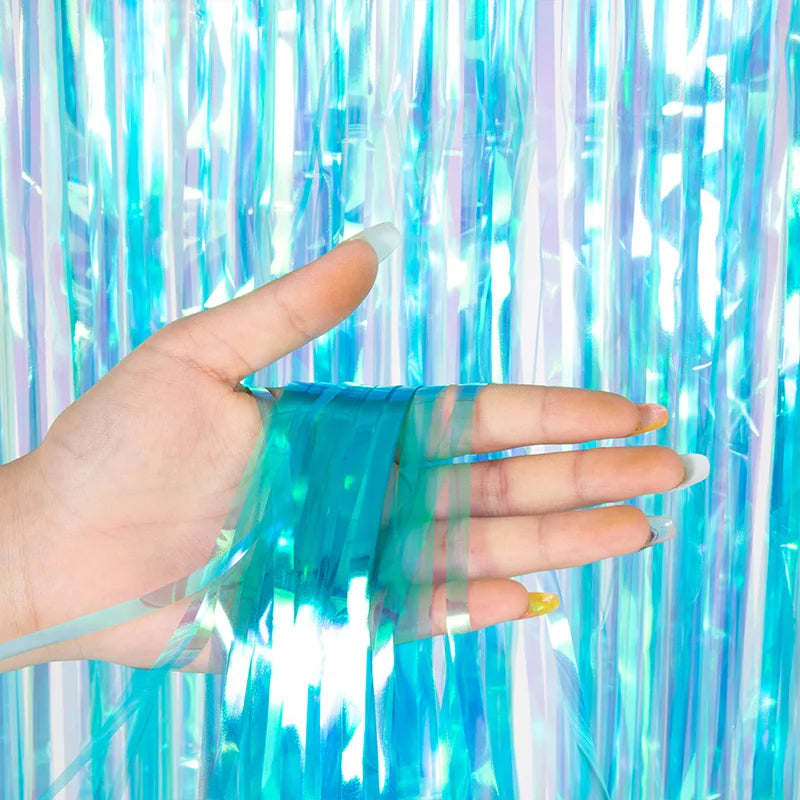 PartyPro Lametta Vorhang Glitzer - 1x2 m, Folie, leicht