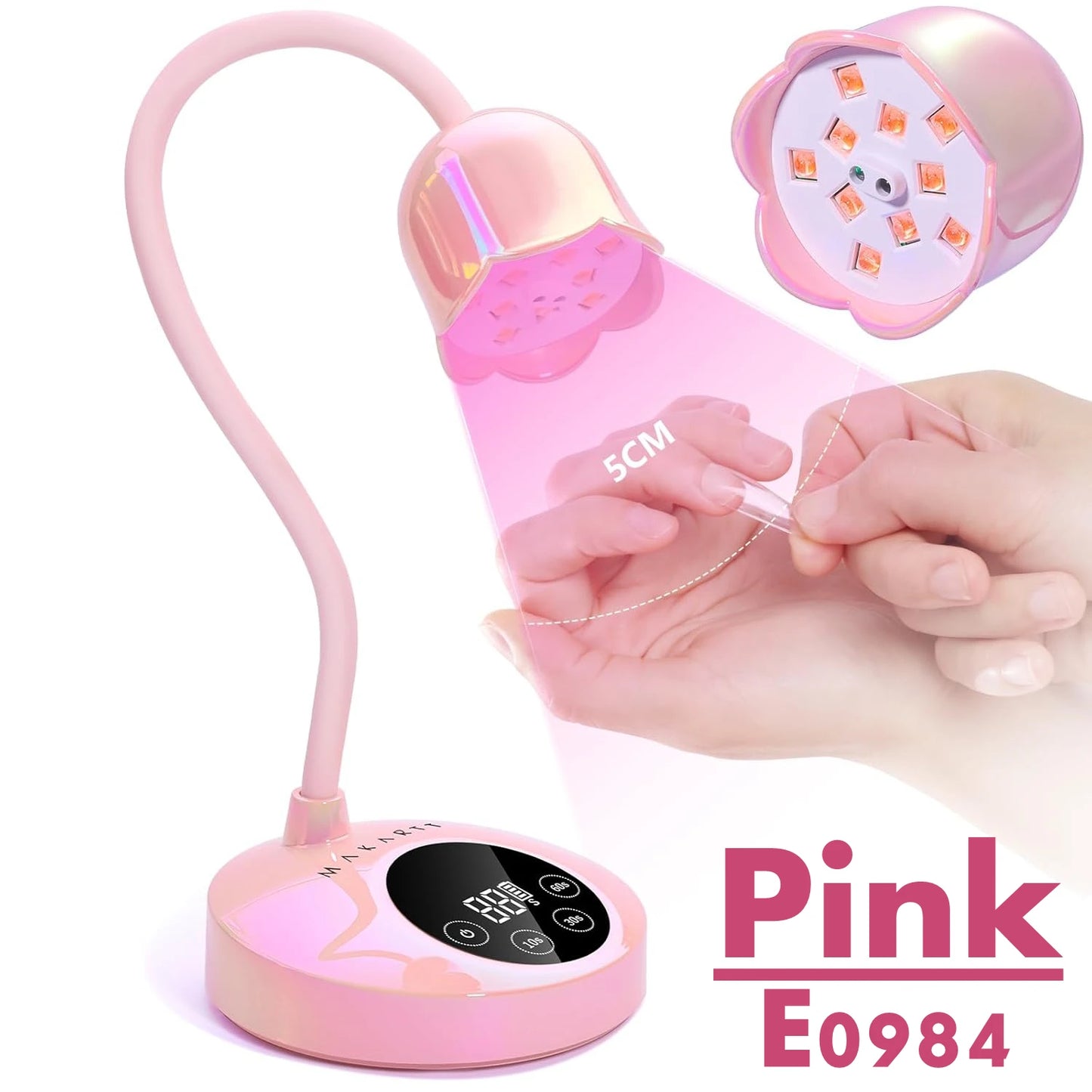 Lampă UV LED Makartt pentru unghii, reîncărcabilă, mini lumină UV pentru unghii cu gel, lampă UV cu gât de lebădă, 10W, Equitment Manichiură