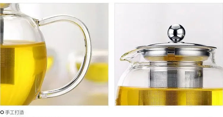 High quality Heat Resistant Glass Tea Pot,Chinese Flower Tea Set Puer Kettle Coffee Teapot Convenient With Infuser Office Home - Golden Bridge Store