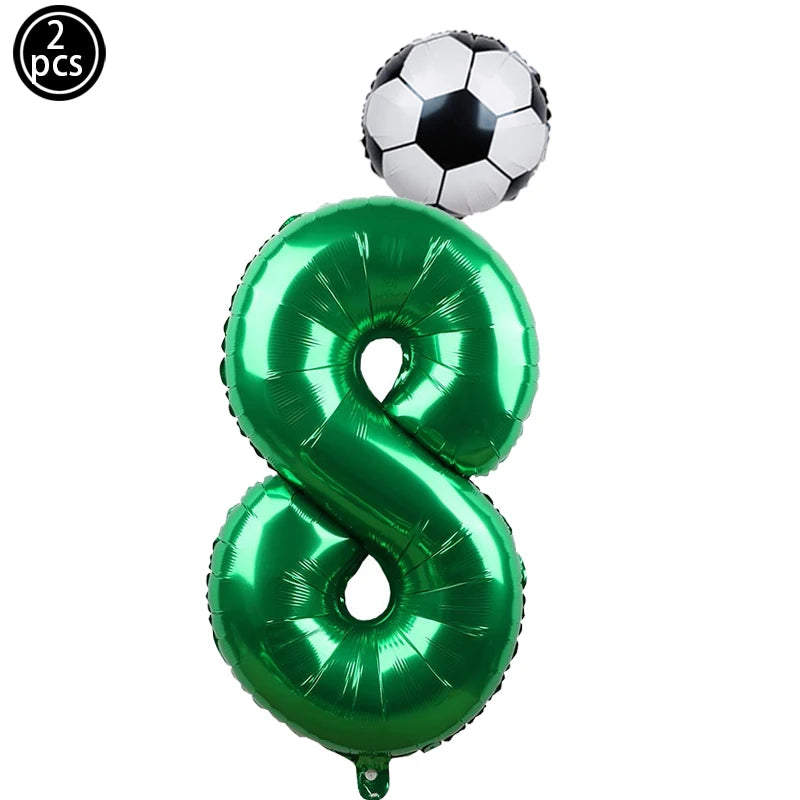 Fußball-Zahlen-Ballons 2025: Grün 32" Foil-Set - Sports Party Collection