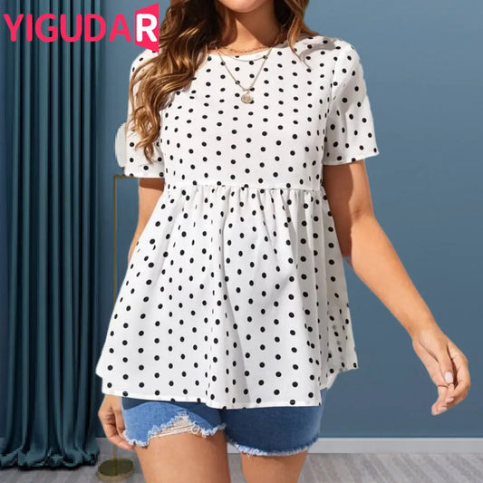 Sommer Beliebte Polka Dot Kurze Ärmel 2025 - Rundhals Stillen Umstandshemd - Schwangere Frauen Kleidung Umstandsmode T-Shirt