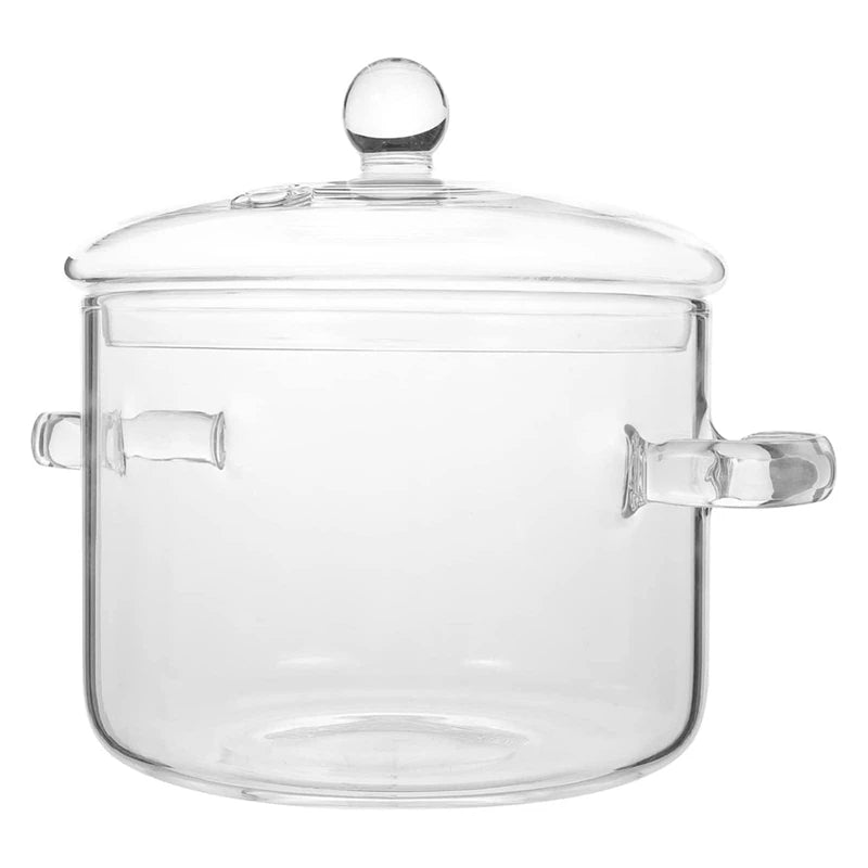 Glass Saucepan With Cover,Stovetop Cooking Pot With Lid And Handle Simmer Pot Clear Soup Pot High Borosilicate