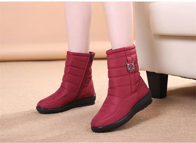 Waterproof Women Boots Winter Shoes Platform Wedge Snow Boots Comfort Thick Plush Warm Ankle Boots Female Mujer Sneakers Women