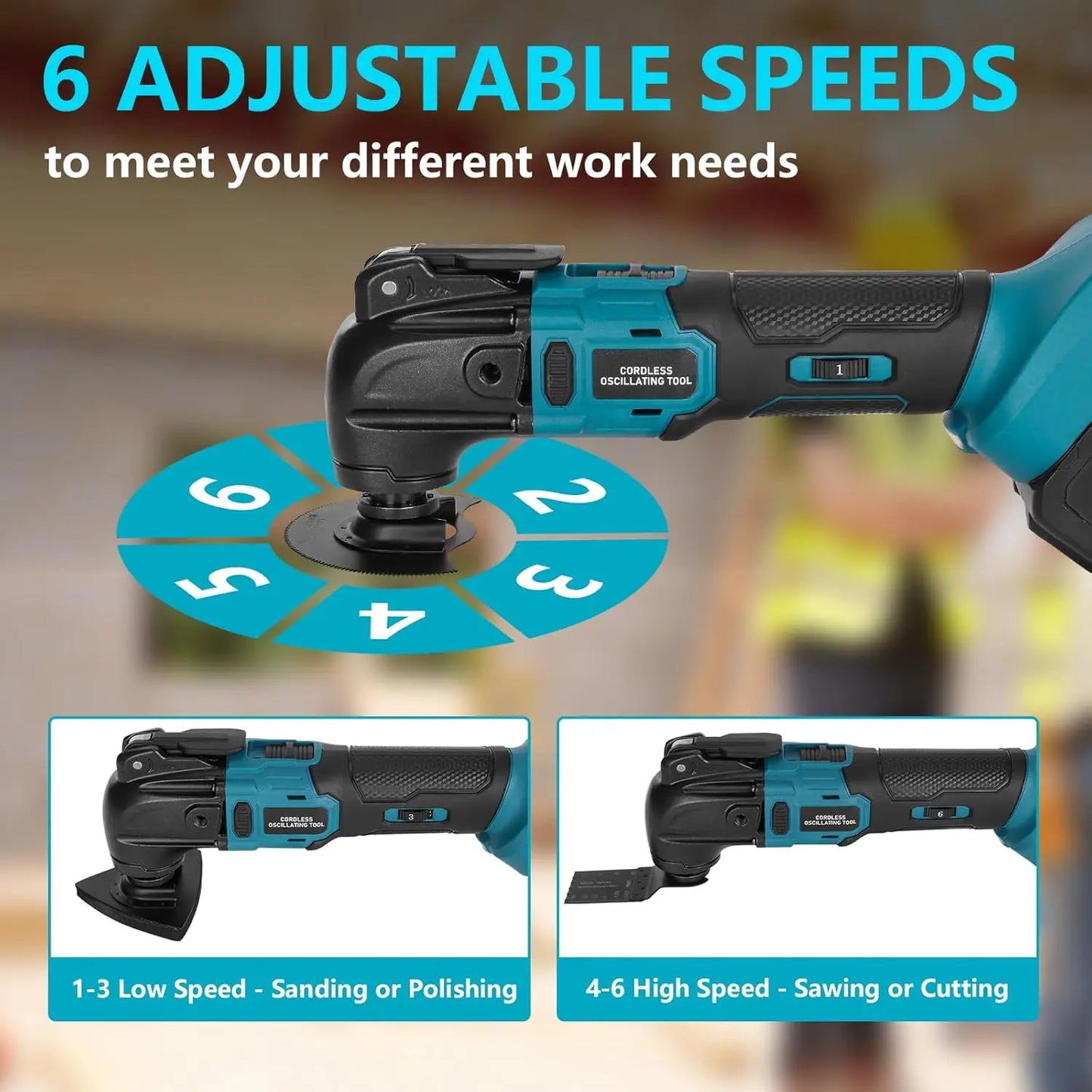 Multifunction Tool for Makita 18V Li-Ion Battery, Multimaster 6 Adjustable Speeds (Batteries Not Included)