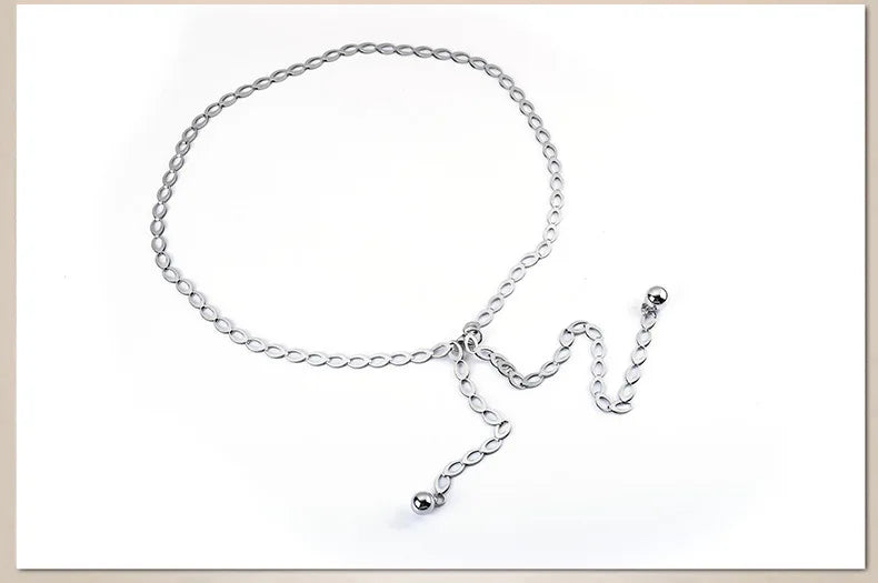 Women Fashion Belts Luxury Designer Belt Retro Silver Carved Hollow Out Chain Belt for Women Elegant Round Metal Women Belt