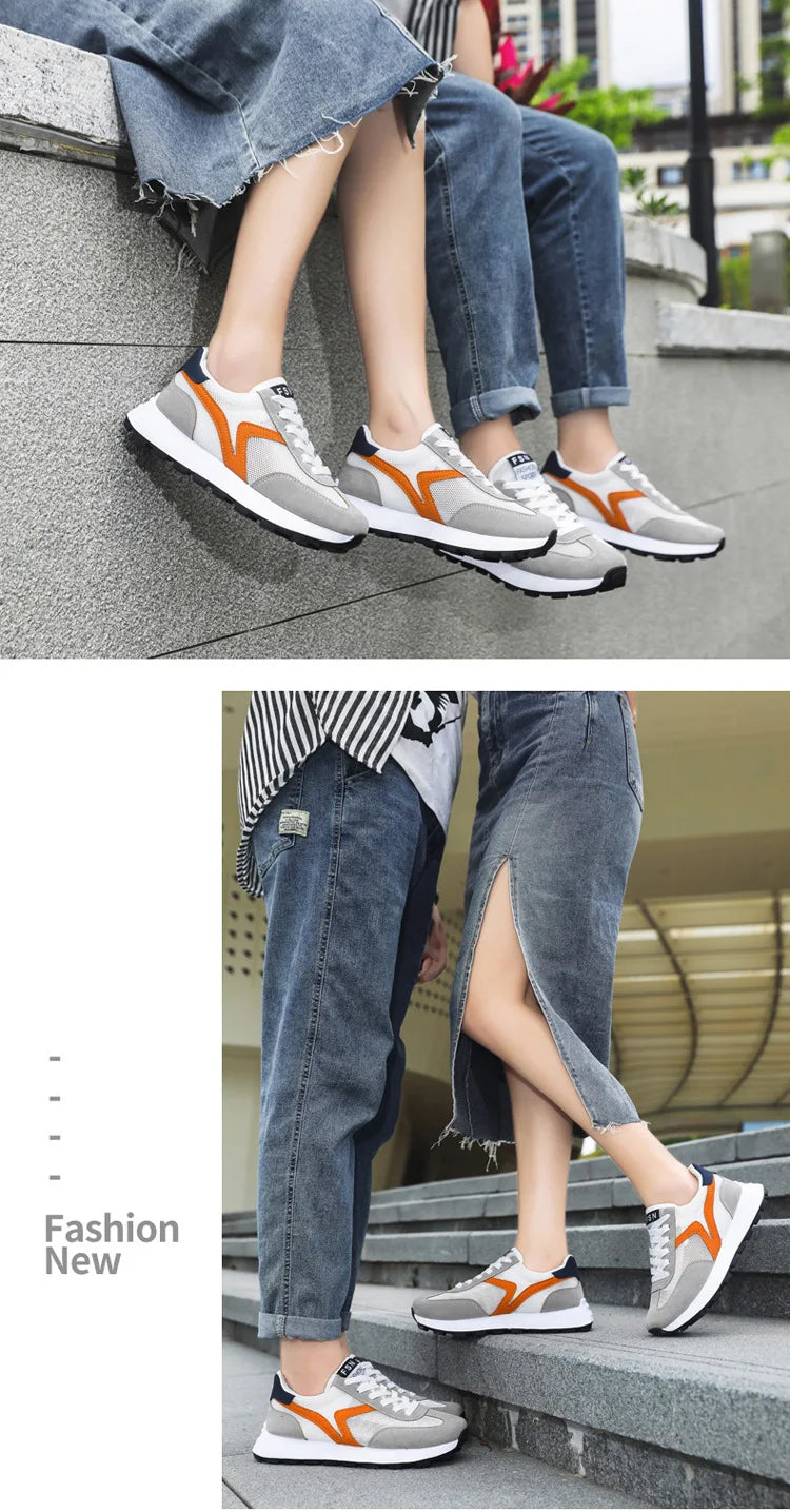 New Women's Sneakers Fashion Breathable Unisex Casual Shoes Lightweight Lace-Up Running Shoes Outdoor Platform Tennis Shoes Male