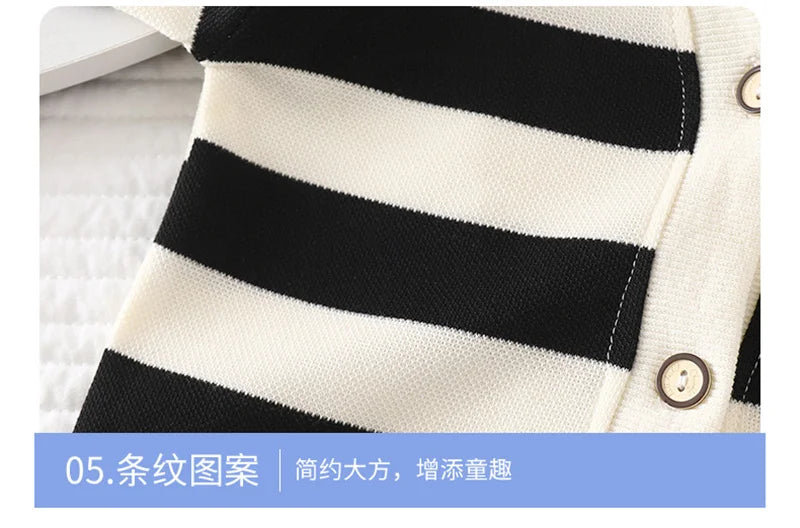 Kinder Gestreifte Strickjacke - Gr. S-XL dünn Wolle