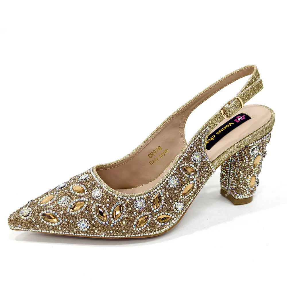 Elegant Italian Style Evening Party Shoe and Bag Set - Comfortable High Heel Women’s Shoes With Chic Hollow Design Handbag