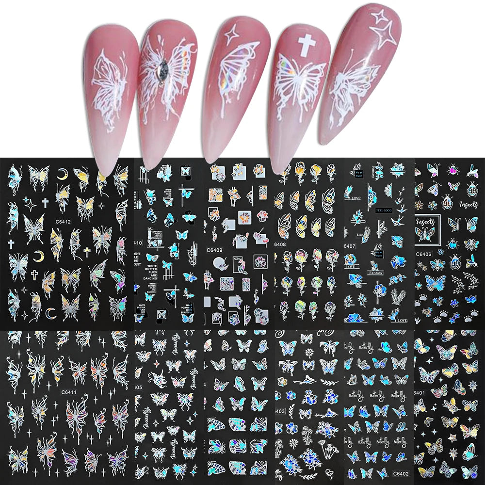 Fluturi Holo Y2K MAFANAILS - 12 Autoadezive