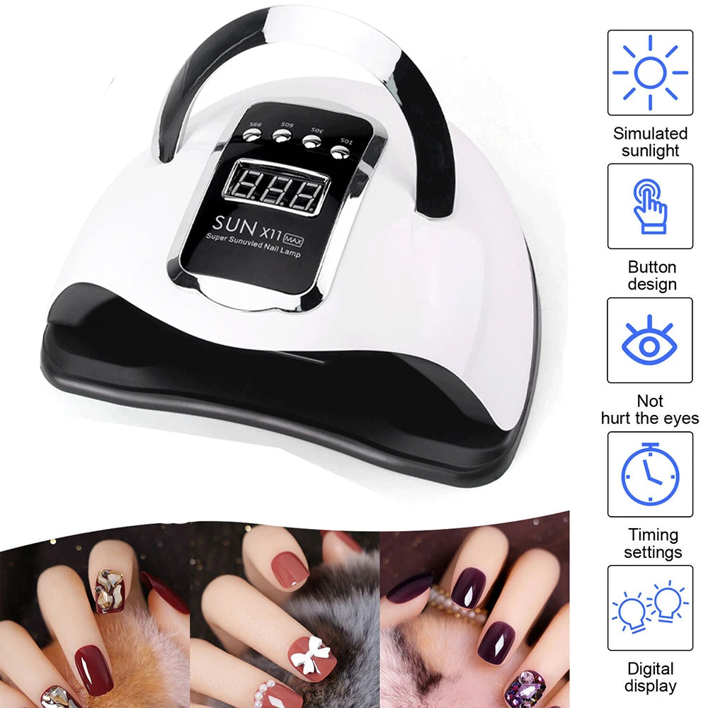 Lampă UV LED SUN X12 MAX pentru manichiură, lampă UV cu 66 de LED-uri pentru uscător de unghii cu senzor inteligent, instrument profesional de salon