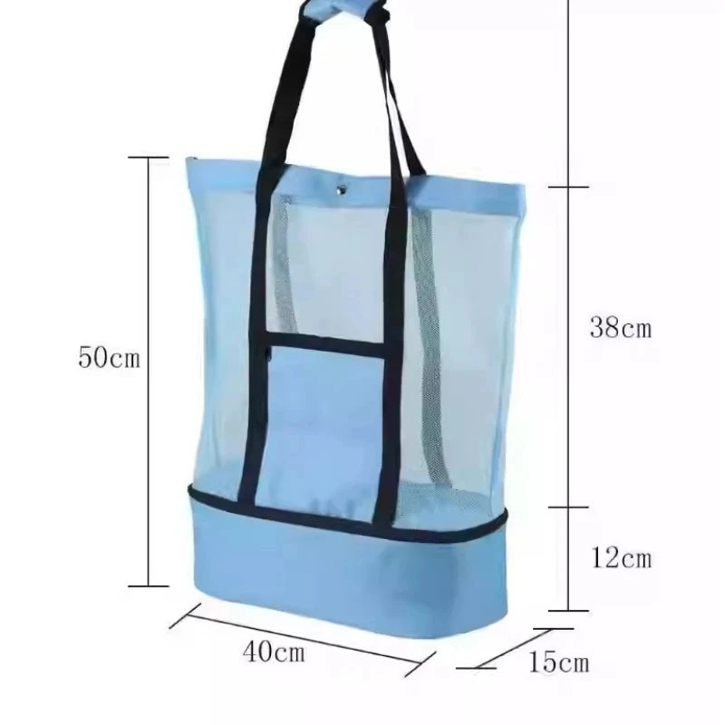 Women Swimming Beach Mesh Bag Ladies Shoulder Bag Large-capacity Travel Portable Storage Bag Multifunction Handbag
