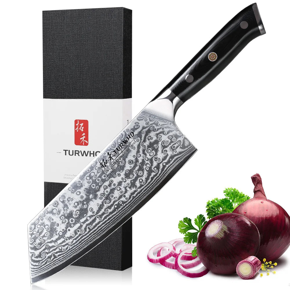TURWHO 1-6 Piece Knife Set 67 Layers Damascus Steel Kitchen Knives Santoku Chef Knives Utility Bread Slicing Knife Cooking Tools