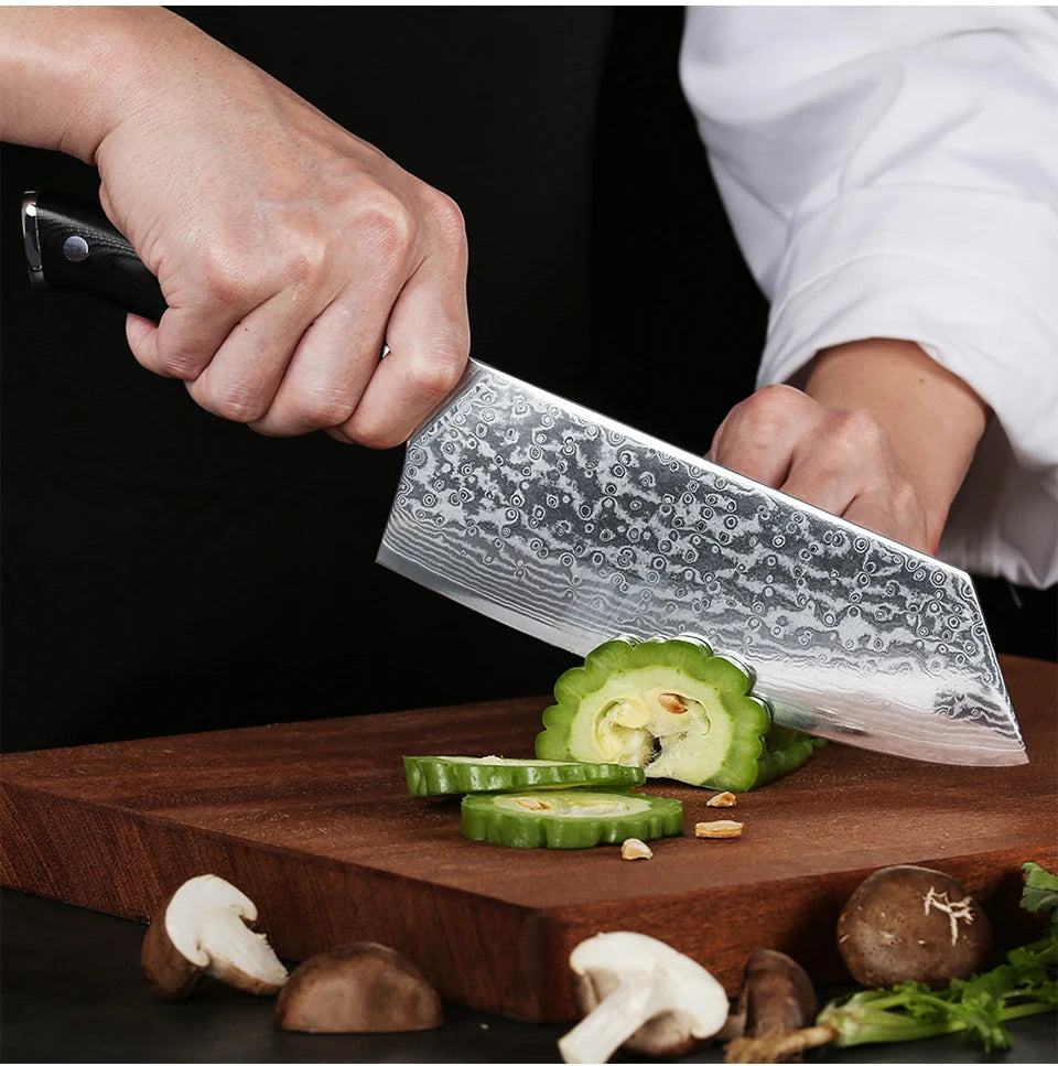 TURWHO 1-6 Piece Knife Set 67 Layers Damascus Steel Kitchen Knives Santoku Chef Knives Utility Bread Slicing Knife Cooking Tools