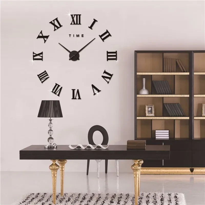 DIY Wall Clock for Home Living Room 80-120cm Modern Style Frameless 3D Wall Clock Acrylic Mirror Stickers Hotel Room Decoration